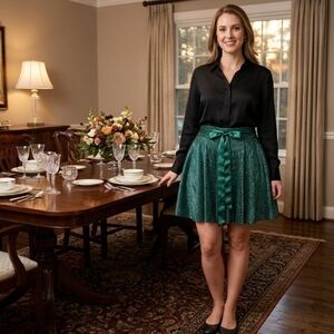 Francesca's Collections Emerald Skater Skirt Size Small